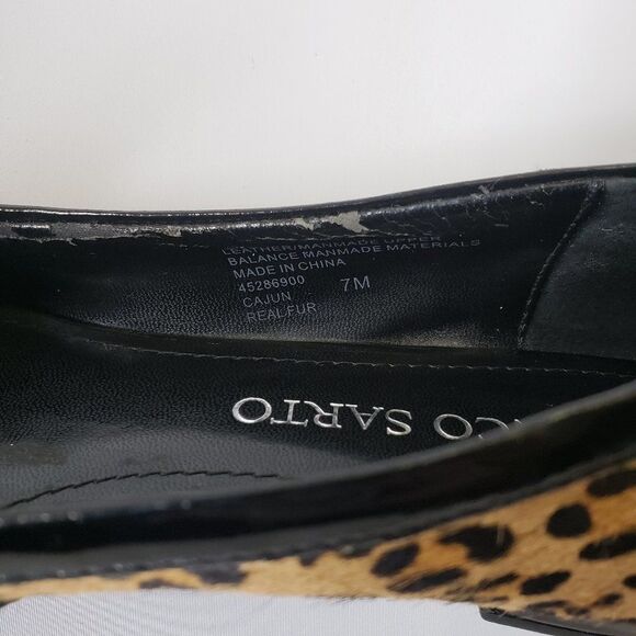Franco Sarto Black Leopard Print Fur Cajun Flats 7 - Picture 15 of 16